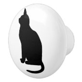 左向きに座る黒猫 セラミックノブ (右)