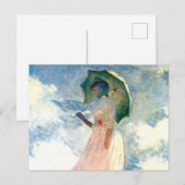 左向きの傘を持つモネの女 インビテーションポストカード (正面/裏面)