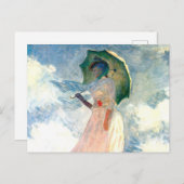 左向きの傘を持つ女性（モネ） インビテーションポストカード (正面/裏面)