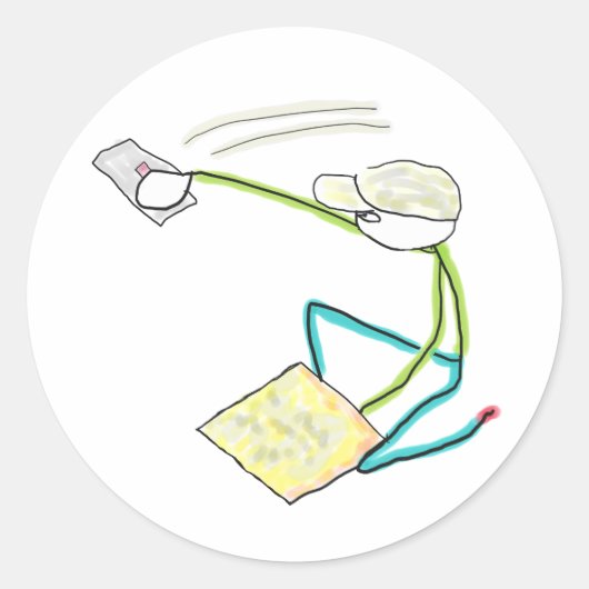 左官のスティックマン ラウンドシール (正面)