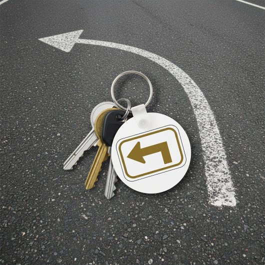 左折矢印の方向指示道路標識 キーホルダー