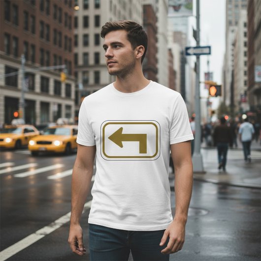 左折矢印の方向指示道路標識 Tシャツ