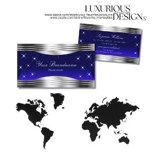 巧みなナイトスカイブルーシルバー縁どフェイクグリッター 名刺