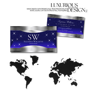 巧みなナイトスカイブルー縁どシルバーとモノグラム 名刺