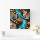 巧みな果実時間 スクエア壁時計 (ホーム)