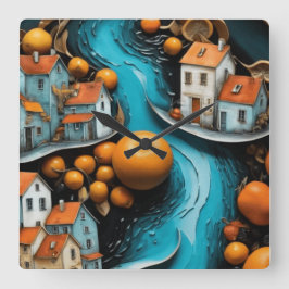 巧みな果実時間 スクエア壁時計