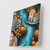 巧みな果実時間 スクエア壁時計 (傾斜)