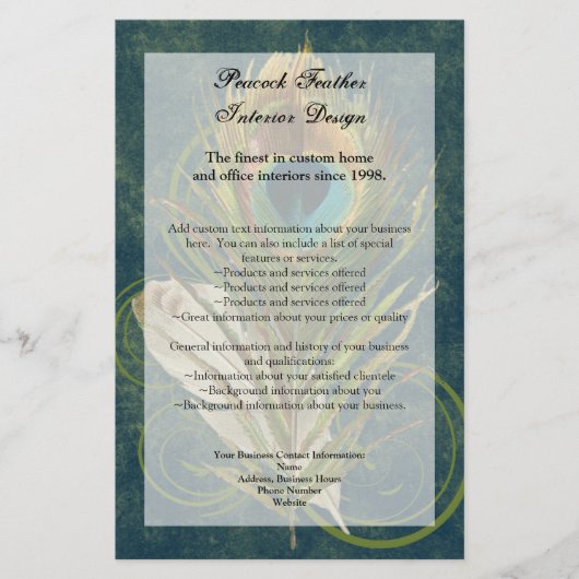 巧みな詳細孔雀フェザープログラムフライヤー チラシ (正面)