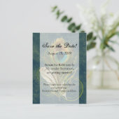 巧みな詳細孔雀フェザー日付を保存 案内ポストカード (スタンド正面)