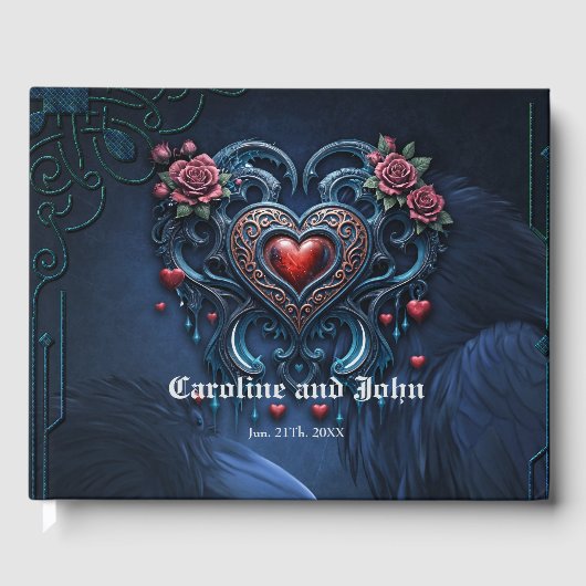 巧みに設計されたゴシックハート ゲストブック (正面)