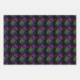 巧エレガントみなホリ葉ーのクリスマス ラッピングペーパーシート