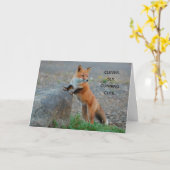 巧妙でずるくて可愛いキツネグリーティングカード カード (黄色い花)