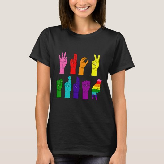 巧妙なアンチトランプAslサイン言語Lgbtq+レジスト Tシャツ (正面)