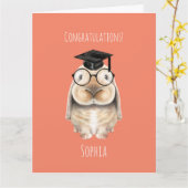 巧妙なバニーパーソナライズされたの卒業カード カード (黄色い花)