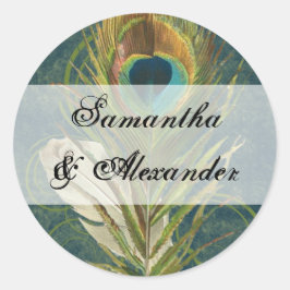 巧妙な孔雀の羽の封筒用シールまたはスティッカー ラウンドシール