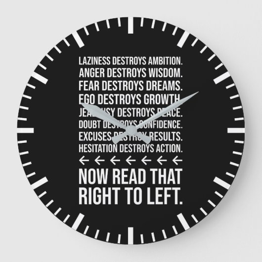 巧妙な成功モチベーション、ジム、ハッスル、Inspを粉砕 ラージ壁時計 (正面)