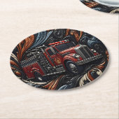 巧妙な消防車のオン ラウンドペーパーコースター (アングル)