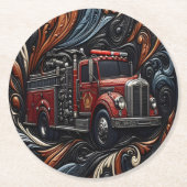 巧妙な消防車のオン ラウンドペーパーコースター (正面)