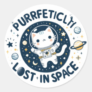 巧妙に失った宇宙猫の手作り宇宙飛行士 ラウンドシール