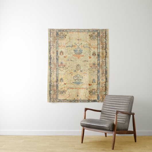 巧妙に素晴らし細工された黄色い埃っぽいブルースグレイ  タペストリー (インサイチュ)