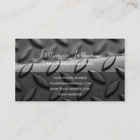 巧妙に細工された抽象芸術ダイヤモンド金属プレート表面 名刺 (裏面)