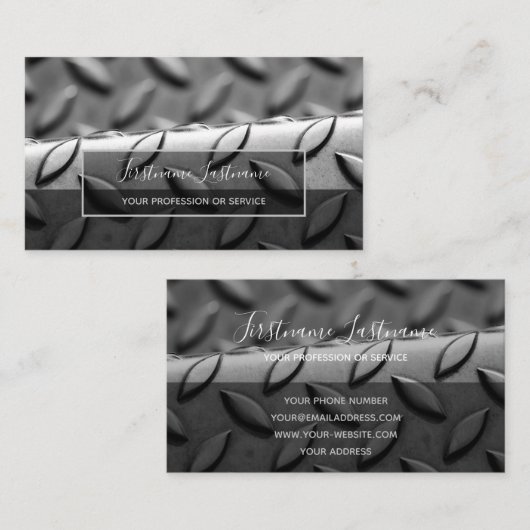 巧妙に細工された抽象芸術ダイヤモンド金属プレート表面 名刺 (正面/裏面)