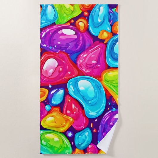 巨乳：アート鮮やかスタイル ビーチタオル (正面)