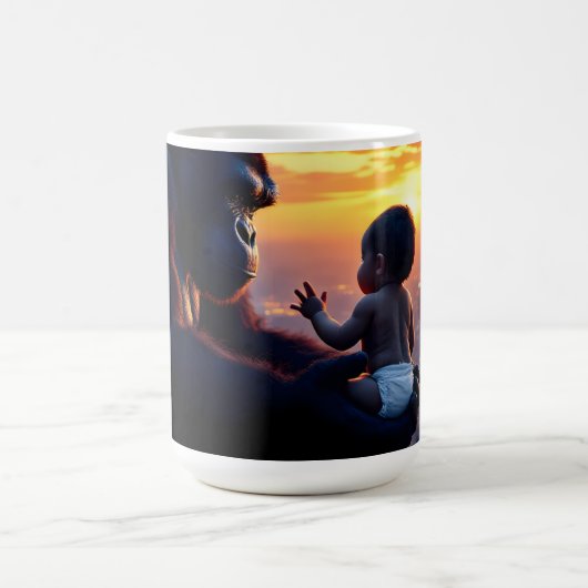 巨人と赤ちゃんの夕焼け。 コーヒーマグカップ (中央)