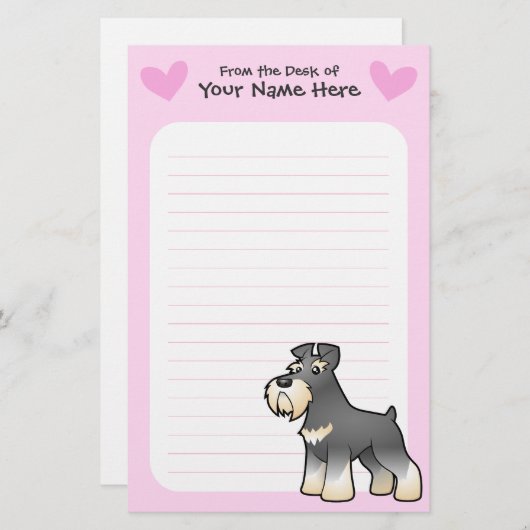 巨人または標準的でかミニチュア・シュナウツァー愛 便箋 (正面/裏面)
