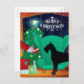 巨人シュナウザーサンタのクリスマスプレゼント シーズンポストカード (正面/裏面)