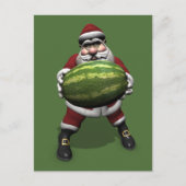 巨大おもしろいメロン付きサンタクロース シーズンポストカード (正面)