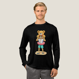 巨大きぬぐるみを持ったかわいい漫画風の男性の夏の楽しみ トライブレンドＴシャツ