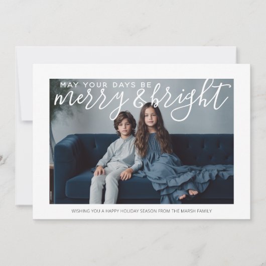 巨大で明るいメリーの写真 – パステルブルー シーズンカード (正面)