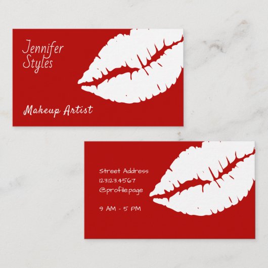 巨大で白いキスの唇の跡 名刺 (正面/裏面)