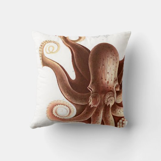 巨大で赤いイカまたはタコの航海のなテーマ20"枕 クッション (裏面)