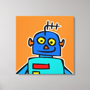 巨大で青い漫画のロボットキャンバスのプリント キャンバスプリント