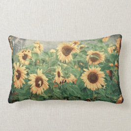 巨大で黄色いヒマワリの織り目加工のグランジな分野 ランバークッション