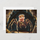 巨大なおもしろいクモに洞窟を通って乗るハムスター ポストカード (正面/裏面)