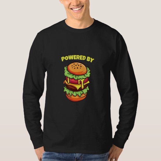 巨大なおもしろいチーズバーガー牛を動力とする Tシャツ (正面)