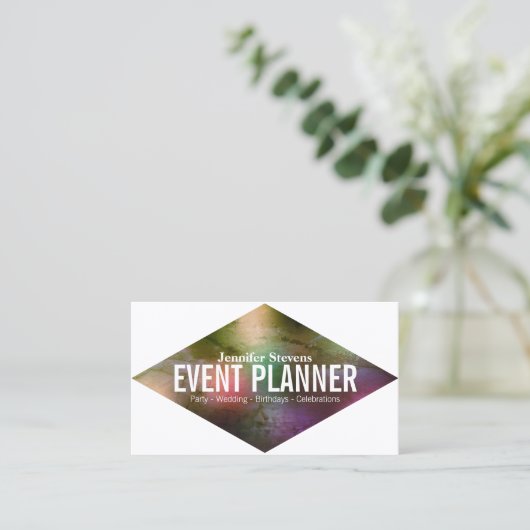 巨大なひし形はっきりしたカラフルカバー 名刺 (スタンド正面)