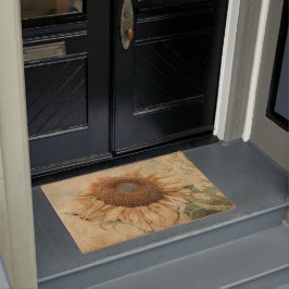 巨大なひまわり草の古ヴィンテージイエローアート ドアマット