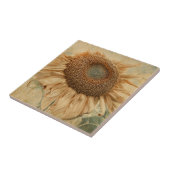 巨大なひまわり草黄色の古ヴィンテージ芸術 タイル (側面)