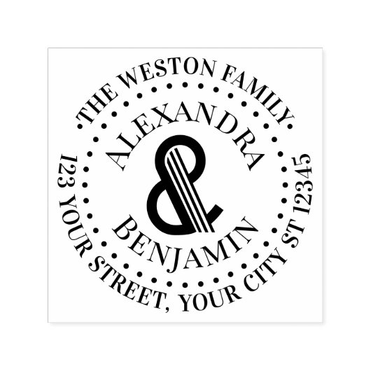 巨大なアールデコアンパサンドのファミリー名差出人住所 セルフインキングスタンプ (デザイン)