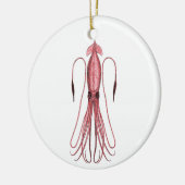 巨大なイカ(色イラストレーション) セラミックオーナメント (左)