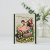 巨大なイースターを持つヴィンテージの子ども ポストカード (スタンド正面)