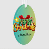 巨大なカスタムグラデーション背景の緑のクリスマス オーナメント (正面)