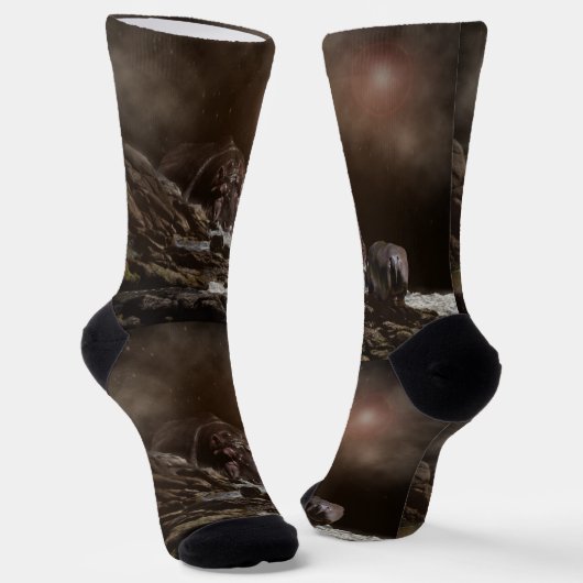 巨大なカバ愛を見つけるクルーの靴下 ソックス (傾斜あり)