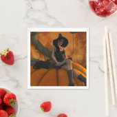 巨大なカボチャの魔女と猫 スタンダードカクテルナプキン (インサイチュ)