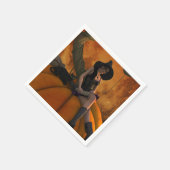 巨大なカボチャの魔女と猫 スタンダードカクテルナプキン (角)