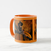 巨大なカボチャの魔女と猫 マグカップ (正面左)